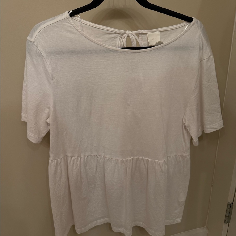 H&M White Short Sleeve Babydoll Women's Top